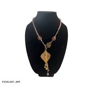 Necklace with Leaves & Matching Earrings